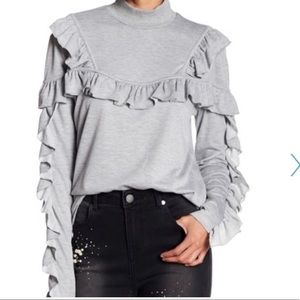 Romeo + Juliet Gray Ruffle Cowl Neck Sweatshirt